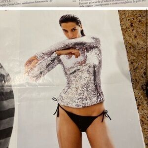 DIOR high neck silver sequin top stretchy FR44 US12